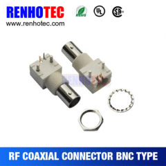 Right Angle White Plastic BNC Jack for PCB Mount