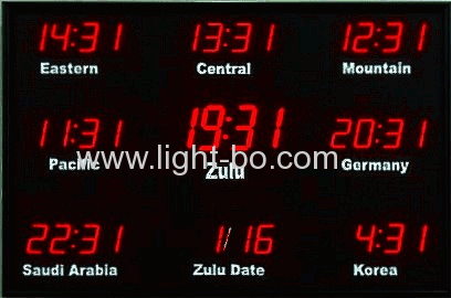 Ultra Red 4 Digit 4.0" 7 segment LED Clock Display for Digital Time Zone Displays