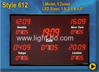 Ultra Red 4 Digit 4.0  7 segment LED Clock Display for Digital Time Zone Displays