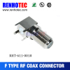High performance right angle pcb mount F connector