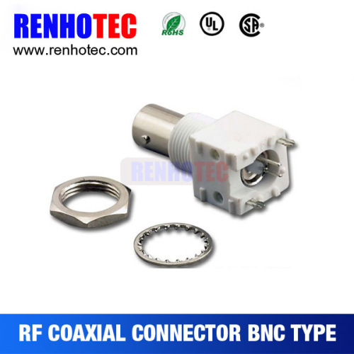 White Plastic Straight BNC Female RF Coaxial Connectors PCB Mount