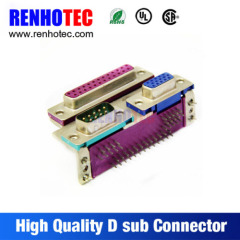 Right Angle Three D SUB In One Connector