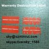 Permanent Adhesive Fragile Paper Warranty Sticker with Simple Design Self Destructible Vinyl Label