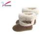 Wool lining classic ladies winter snow boots with brown colour / Cow suede upper