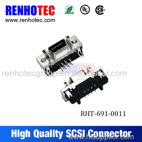VHDCI 68 Pin 0.8mm Pitch 90 Degree Dual Male SCSI Connectors PCB Mount