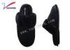 Black Home Cotton Womens Bedroom Slippers Warm Antiskid TPR with fabric