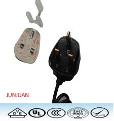 Britain England BSI1363/A 3 pin plug power cord