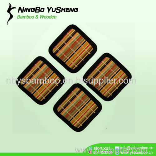 Colorful bamboo cup coaster set