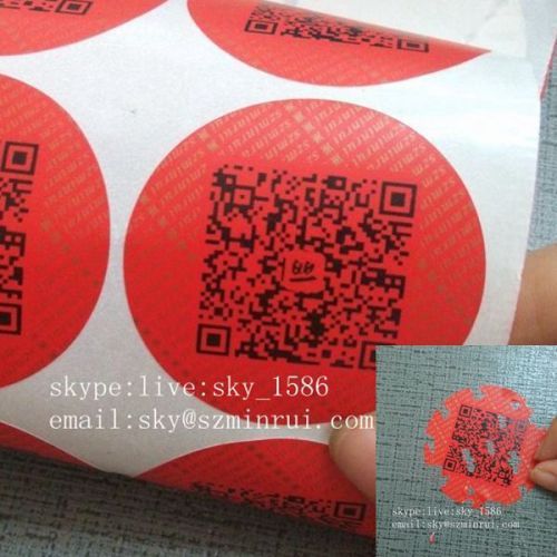 Security Red Round Custom Destructible Label Stickers with Barcode Printing