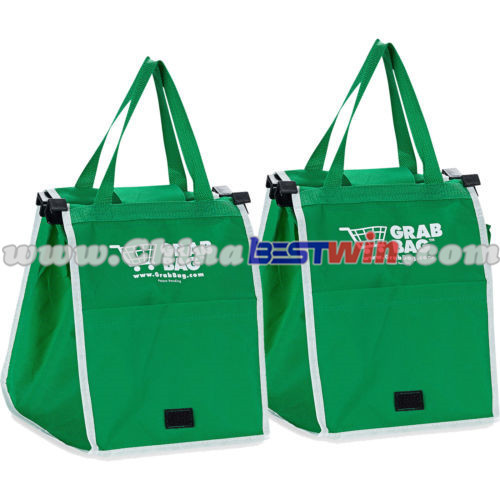 Grab Bag - Reusable Shopping Bag That Clip to Your Cart As Seen On TV 2 Pack