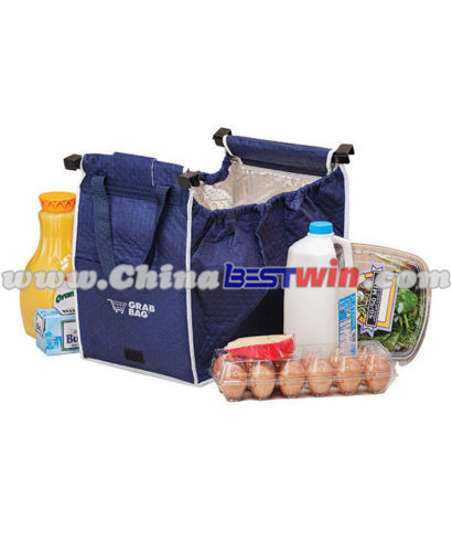 Insulated GRAB BAG As Seen on TV Clip to Cart Shopping Bag Blue
