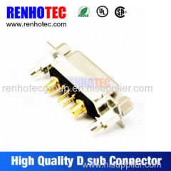 gold plated 7W2 pin d-sub connector with screw nuts