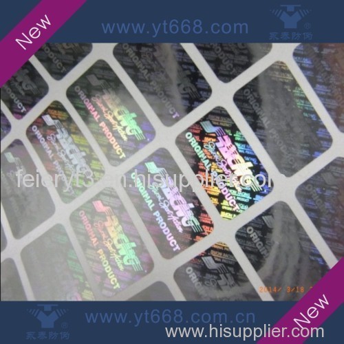 custom design silver hologram laser anti-fake sticker