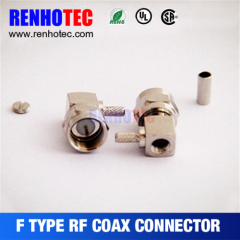 Right Angle F Plug RF Connector Electrical Coaxial F RG179 Compression Connectors