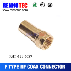 CATV Gold Plating F Plug Crimp Waterproof RF Electrical F Connectors for Wires Cable