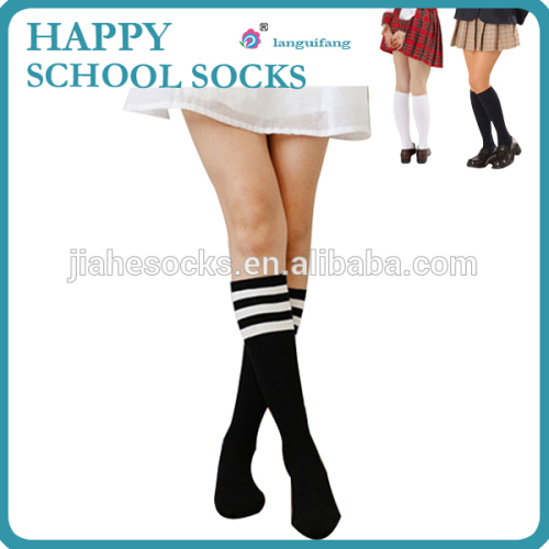 Long school student socks with jacquard logo