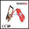 Red 5T 50mm Ratchet Tie Down Strap Buckle Lashing Tensioner with Black Plastic Handle