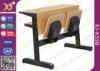 Oval Steel Tube Folding College Classroom Furniture / Wood Classroom Table