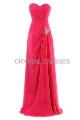 ALBIZIA Matching Fuchsia Sweetheart Sheath Chiffon Long Prom Bridesmaid Dress