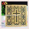 Luxury square wedding cards baptism gold invitation card with laser cut cross design