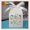 wedding luxury favor boxes laser cut orange color wedding sweet packaging box with ribbon
