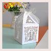 White bride and groom shape handmade paper laser cut wedding favor box with ribbon