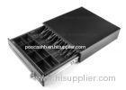 Black Locking USB Cash Drawer / Metal Cash Box With Lock 5 Bill Compartments 410E