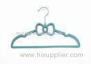 Hello Kitty Blue 330mm Bowknot Velvet Childrens Hangers For T-Shirt / Sweater