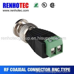 Male BNC with DC green connector of brass body with plastic housing