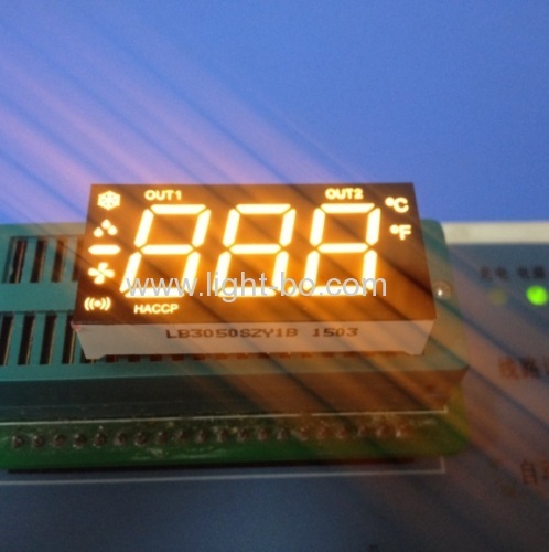 Custom super amber 3 1/2 digit seven segment led display for defrost compressor fan status indicator