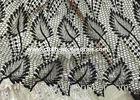Leaf Shape Black Polyester Water Soluble Lace Fabirc 50 Inch For Textile