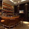 L Curved Shape Wine Bar Counter Artificial Stone Solid Surface With Wood Cabinet