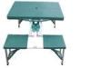 Green Camping Picnic Table Folding / Outdoor Picnic Tables with Umbrella Hole