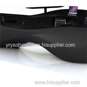 Large Modern Design Black Solid Surface Information Desk