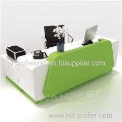 Green Color Health Material Reception Desk
