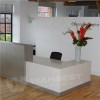 Company Office Front Desk White Solid Surface With Mental Decoration
