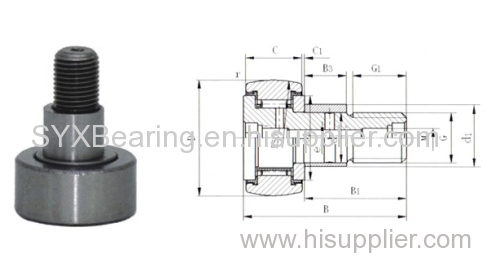 lip sealed cam follower with a group of rollers and a stud used as raceway of the rollers