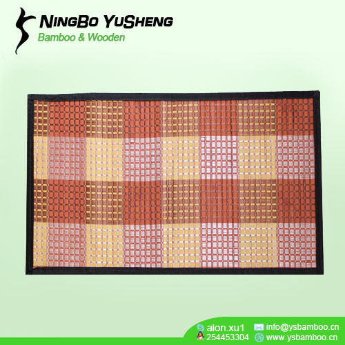 woven grid design bamboo door mat