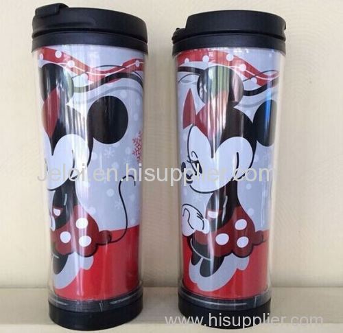 350ml promotion gift double plastic cup double wall plastic