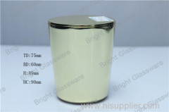 Custom luxury gold color electroplating glass candle holders for decor