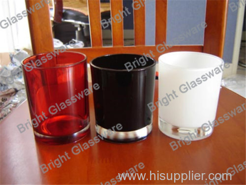 high quality press spary color glass candle holder for soy
