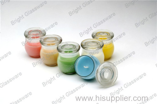 Custom beautiful design glass candle jar with lid