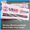 High security synthetic destructible eggshell sticker