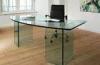 Flat safety tempered glass panel table for office with polished edge