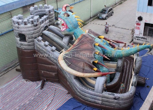 Commercial inflatable dragon monster slide