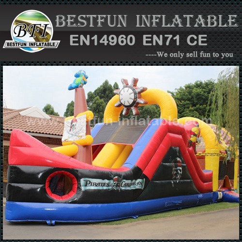 Inflatable jumping pirate ship combo slide