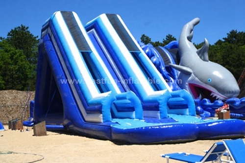 Inflatable ski jump water slide