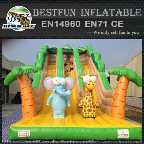 Zip line animal inflatable slides