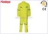Fluorescent Yellow / Green Garbardina Coverall Uniforms Work Safety Clothing