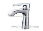 Silver Single Handle Bathroom Faucet / Brass Bathroom Faucets Easy Installation